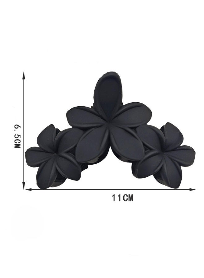 4 Pieces Hawaiian Plumeria Flower Hair Clips Large Matte Claw Clips for Women Non Slip Strong Hold Beach Style Accessories Ideal for Summer Hairstyles Black Dark Brown Light Brown Khaki - Image 2